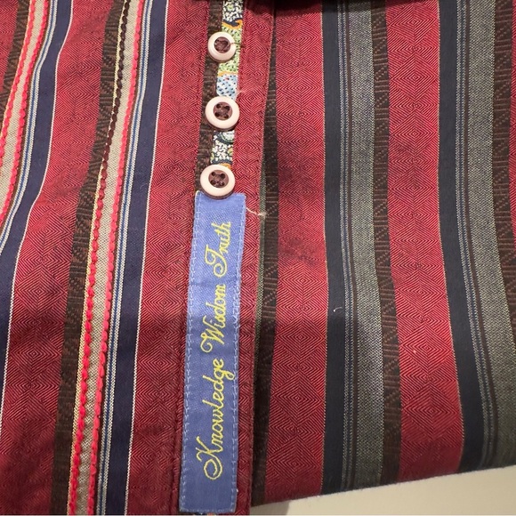 Robert Graham Men’s Striped Embroidered Paisley Contrasting Flip Cuff Shirt L - Picture 12 of 13